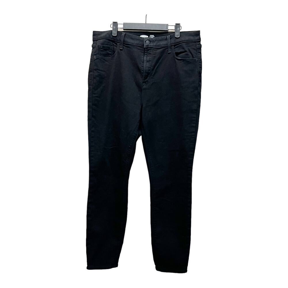 Old Navy Rockstar Super Skinny Jeans High Rise Black Cotton Stretch Dark Wash 16